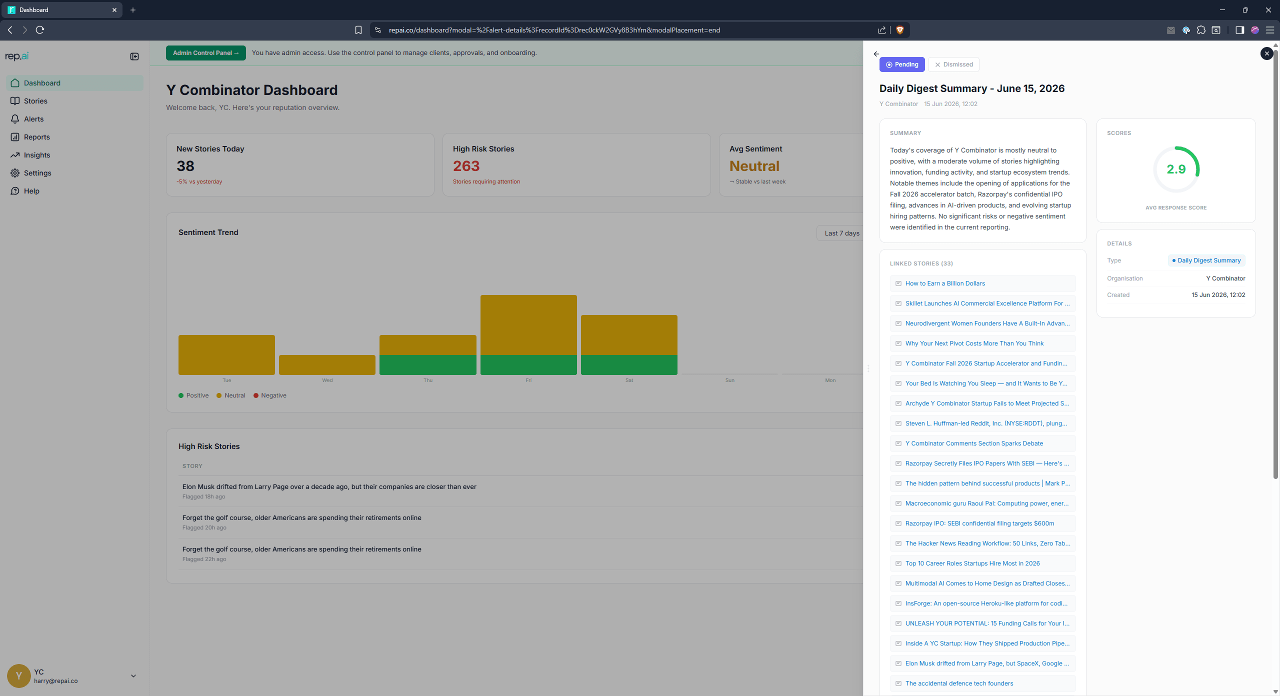 RepAI — Scored daily digest (demo data)
