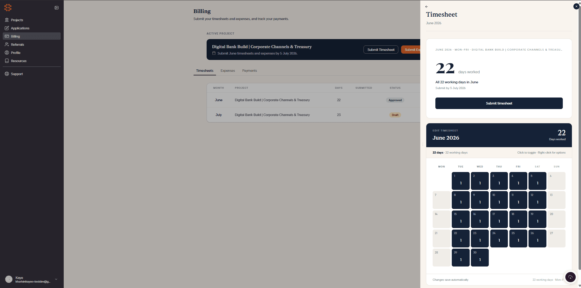 Sharp Minds — Consultant timesheets (demo data)